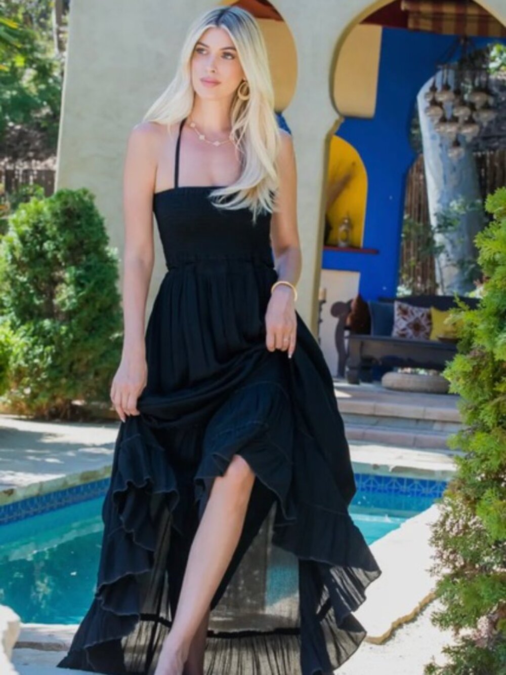 D67-Halter Cut Out Maxi Dress